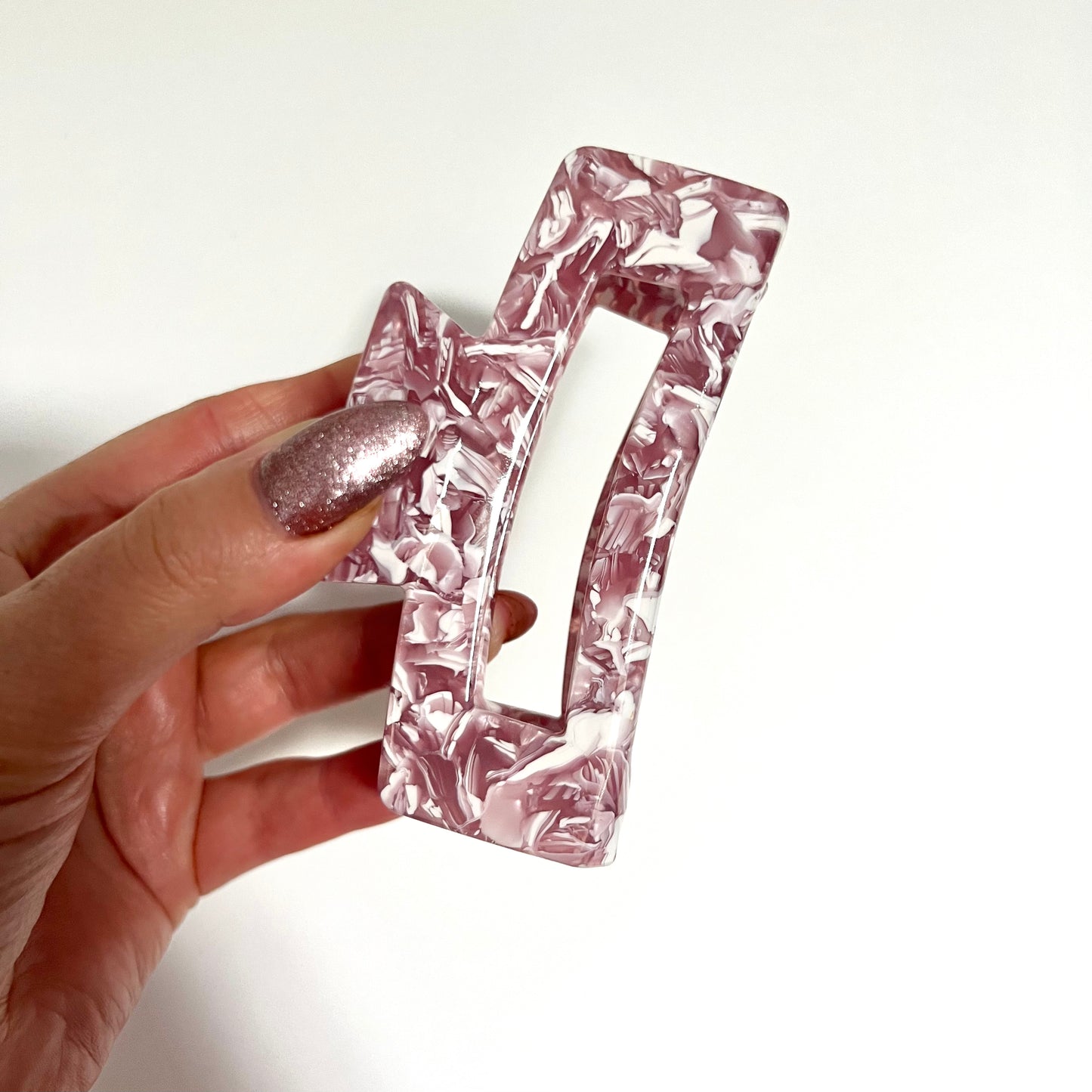 Lush and Luxe Hair Acetate Hair Claw Pink and White